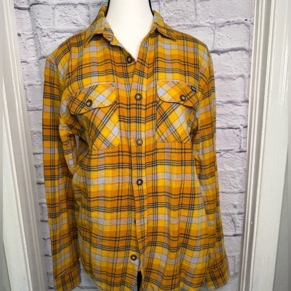 Reef Kosma Yellow Flannel Plaid Longsleeve Shirt Size Small - Picture 1 of 5